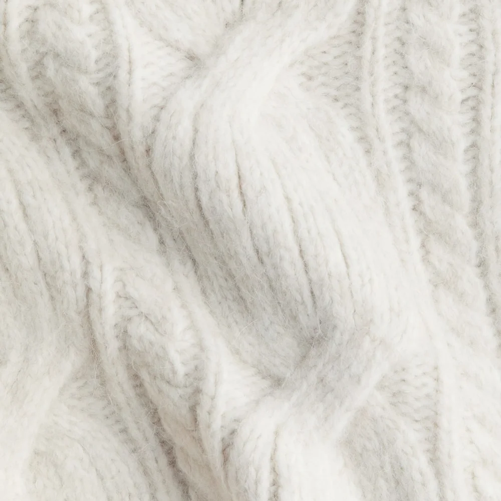 H&M Alpaca Blend Cable Knit Sweater Cream Medium - Picture 2 of 7